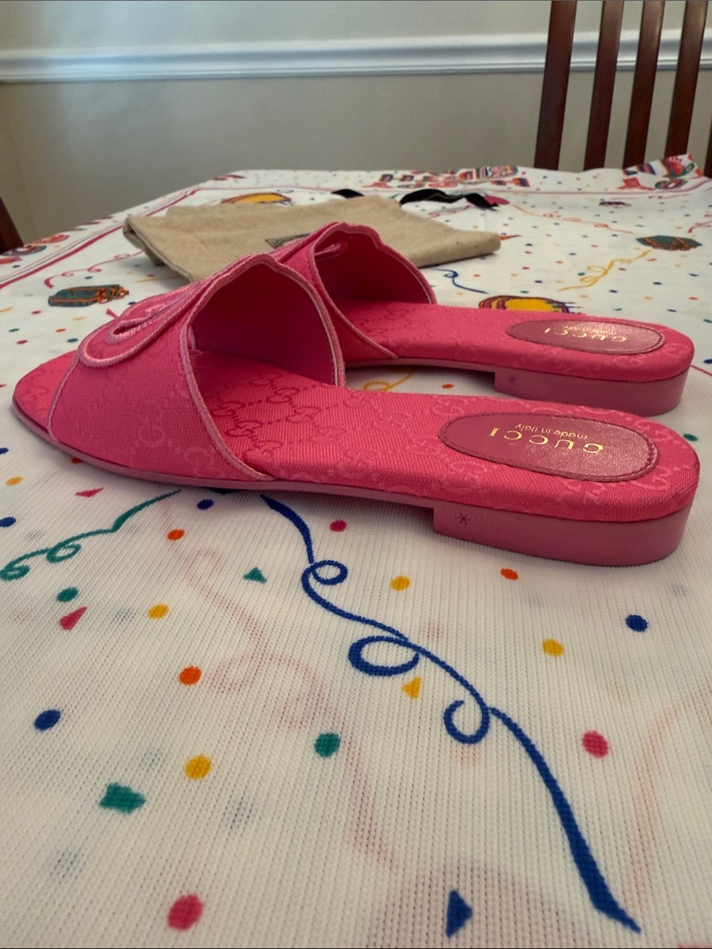 Gucci Hot Pink GG Canvas Slide Sandals - Picture 7 of 7